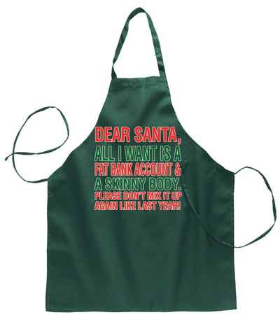 Ugly Ugly Christmas Dear Santa All I Want is A Fat Bank Account and a Skinny Body Ugly Christmas Sweater Ugly Christmas Butcher Graphic Apron for Kitchen BBQ Grilling Cooking