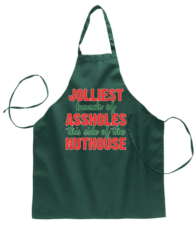 Ugly Ugly Christmas Jolliest Bunch of Assholes This Side of Nuthouse Ugly Christmas Sweater Ugly Christmas Butcher Graphic Apron for Kitchen BBQ Grilling Cooking