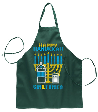 Ugly Ugly Christmas Happy Hanukkah Gin & Tonica Hanukkah Christmas Ugly Christmas Sweater Ugly Christmas Butcher Graphic Apron for Kitchen BBQ Grilling Cooking