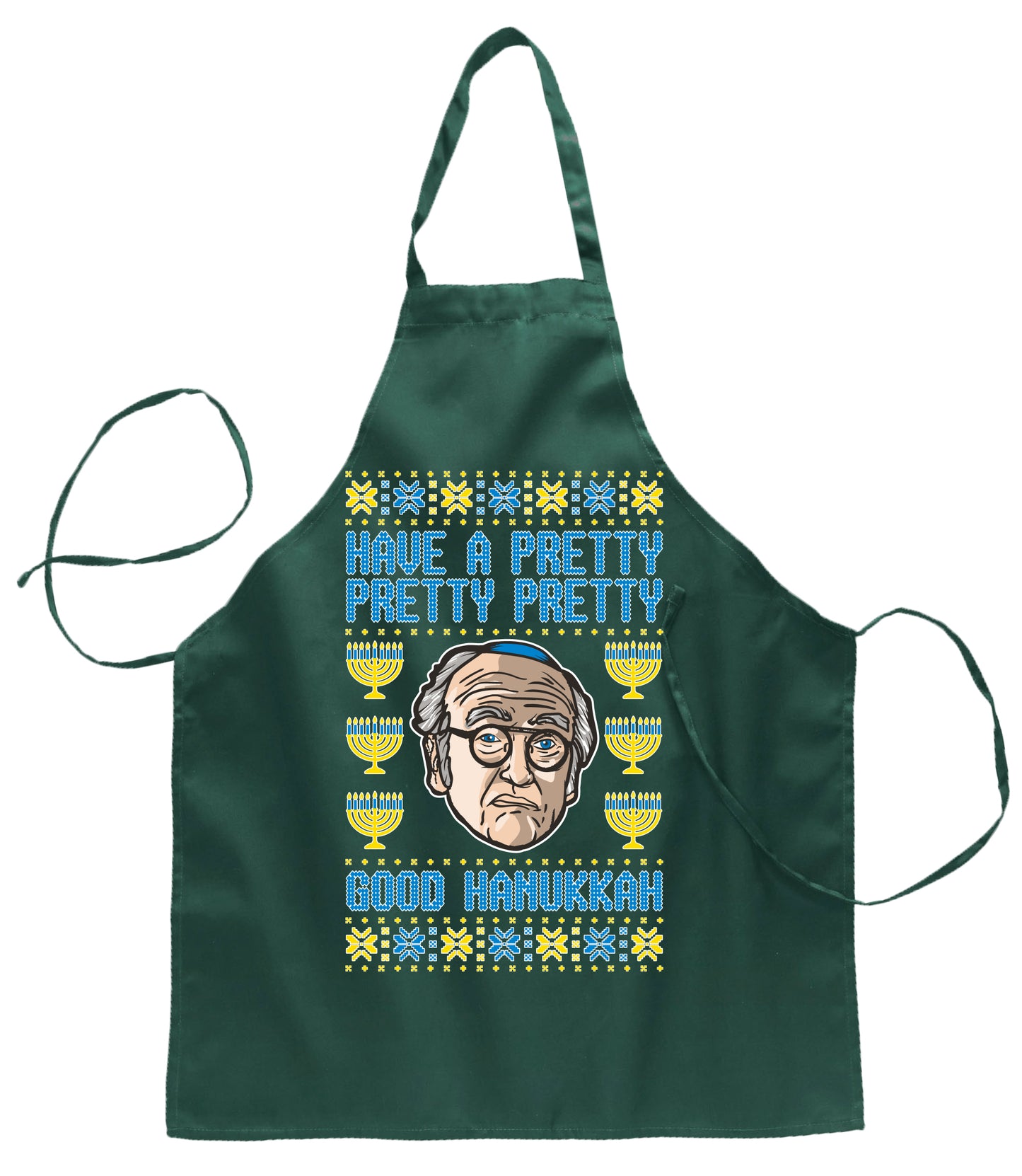 Ugly Ugly Christmas Have a Pretty Pretty Pretty Good Hanukkah Curb Larry Hanukkah Christmas Ugly Christmas Sweater Ugly Christmas Butcher Graphic Apron for Kitchen BBQ Grilling Cooking