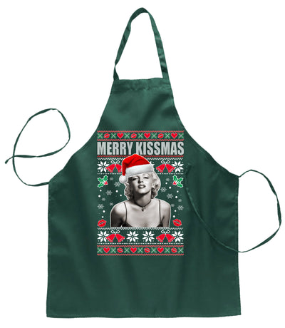 Ugly Ugly Christmas Merry Kissmas  Ugly Christmas Sweater Ugly Christmas Butcher Graphic Apron for Kitchen BBQ Grilling Cooking
