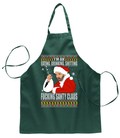 Ugly Ugly Christmas Bad Santa Fucking Santy Claus  Ugly Christmas Sweater Ugly Christmas Butcher Graphic Apron for Kitchen BBQ Grilling Cooking