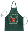 Ugly Ugly Christmas Let's Get Blitzened Rein Beer  Ugly Christmas Sweater Ugly Christmas Butcher Graphic Apron for Kitchen BBQ Grilling Cooking
