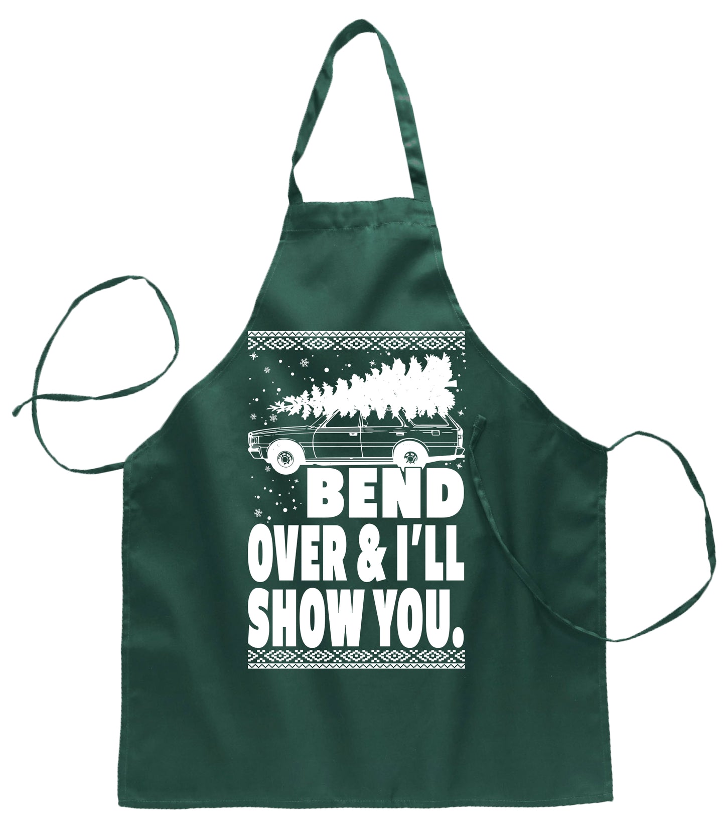 Ugly Ugly Christmas Fanily Vacation Bend Over & I'll Show You  Ugly Christmas Sweater Ugly Christmas Butcher Graphic Apron for Kitchen BBQ Grilling Cooking