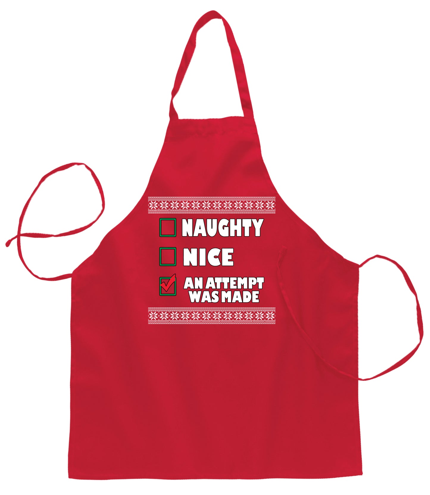 Nice Naughty an Attempt was Made Xmas Christmas Ugly Christmas Sweater Ugly Christmas Butcher Graphic Apron for Kitchen BBQ Grilling Cooking