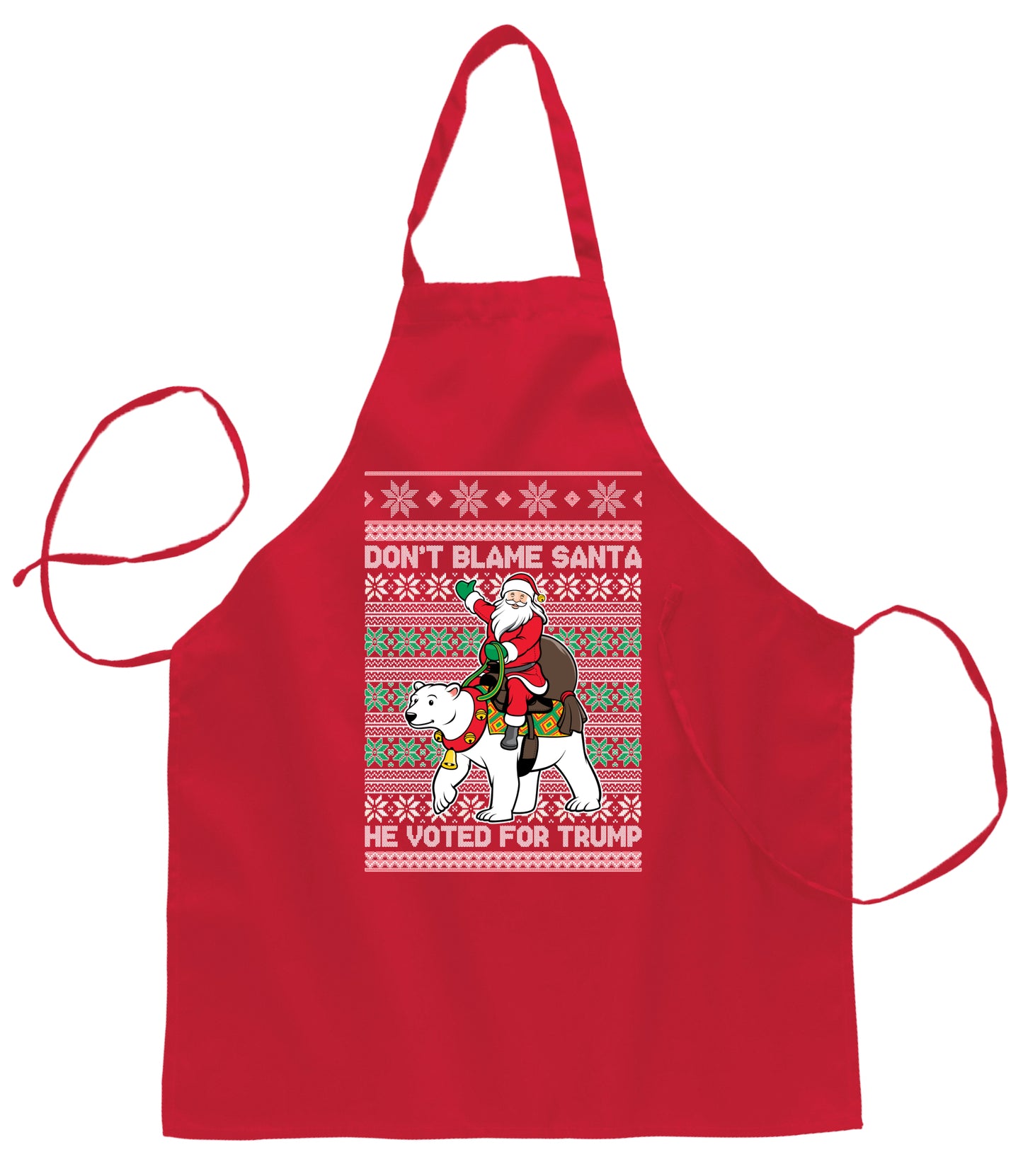 Don't Blame Santa He Voted for Trump  Ugly Christmas Sweater Ugly Christmas Butcher Graphic Apron for Kitchen BBQ Grilling Cooking