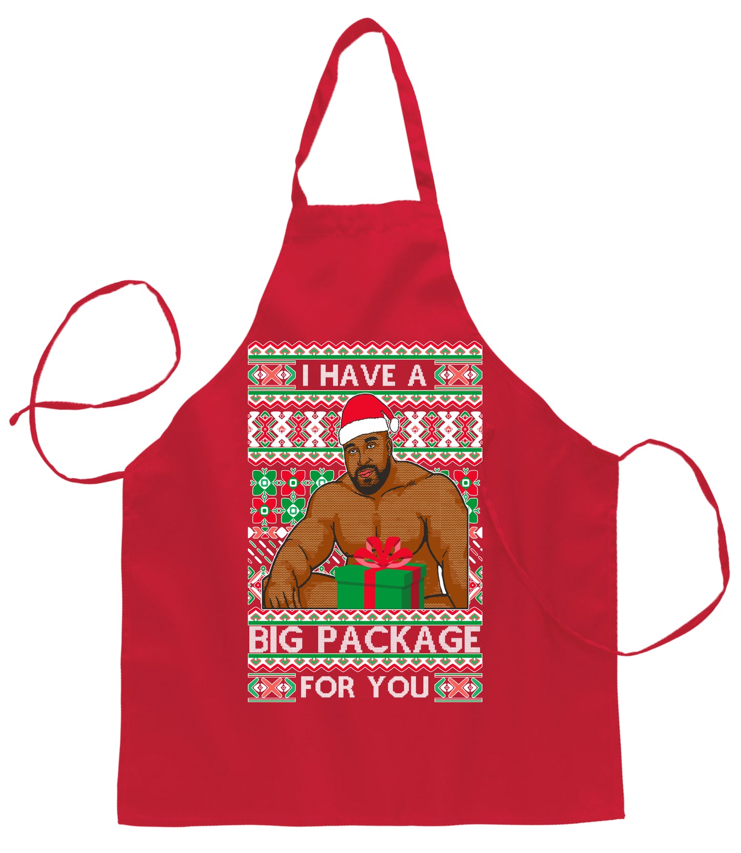 I Have a Big Package Meme Barry Wood Christmas Ugly Christmas Sweater Ugly Christmas Butcher Graphic Apron for Kitchen BBQ Grilling Cooking