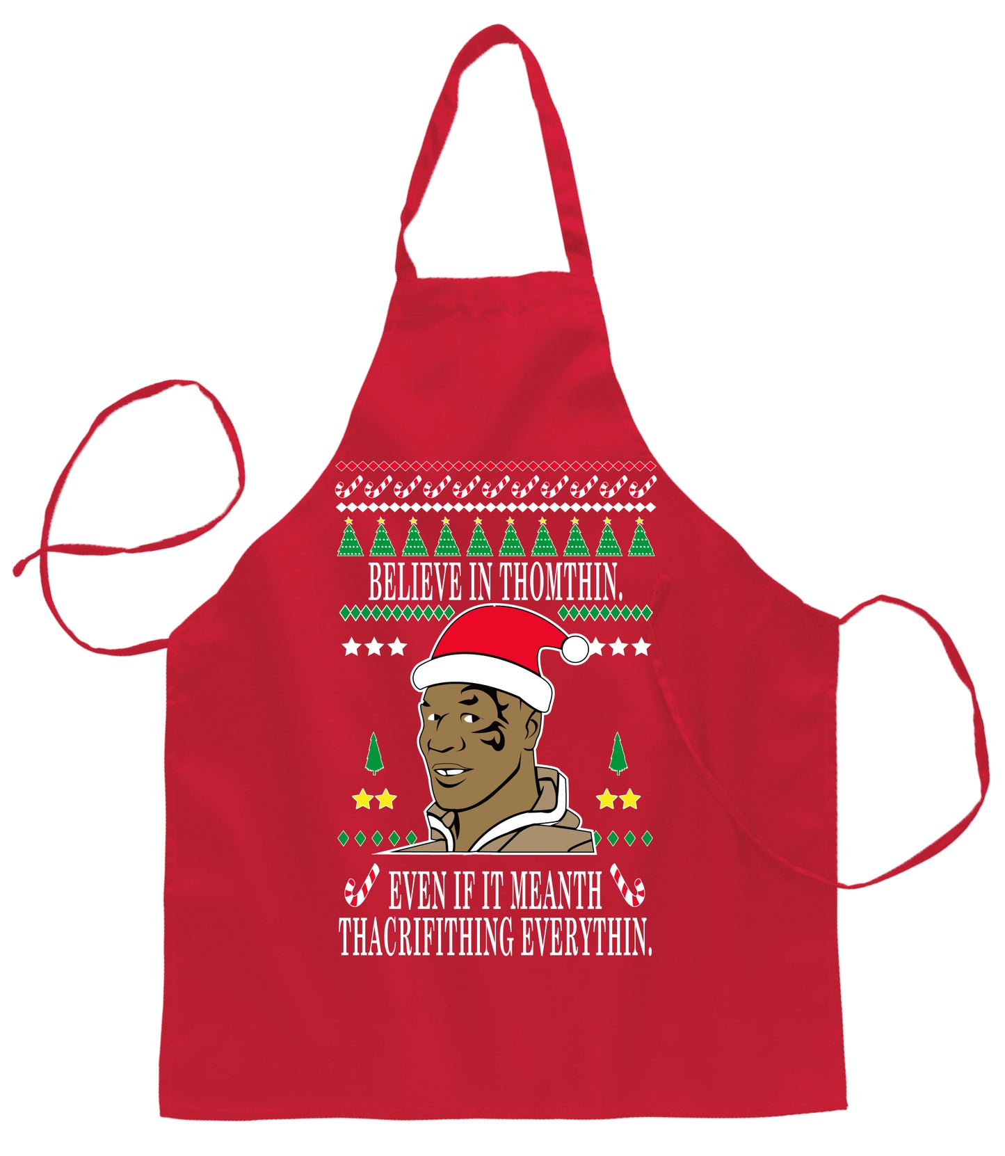 Lisp Believe in Thomthin Thacrifithing Everythin Christmas Ugly Christmas Sweater Ugly Christmas Butcher Graphic Apron for Kitchen BBQ Grilling Cooking