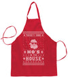 Theres Some Hos in The House Santa Christmas Ugly Christmas Sweater Ugly Christmas Butcher Graphic Apron for Kitchen BBQ Grilling Cooking
