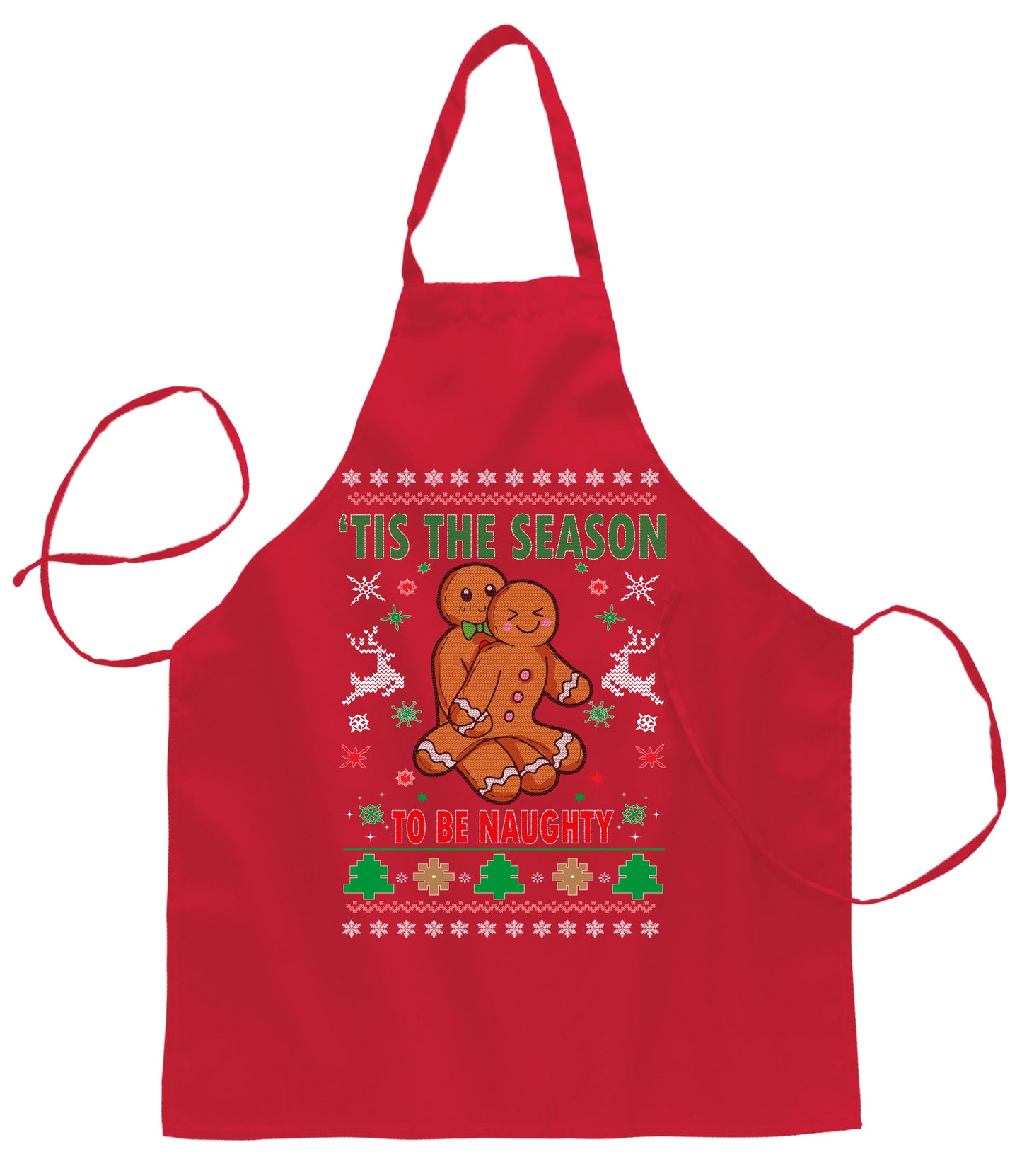 Tis' The Season to Be Naughty  Ugly Christmas Sweater Ugly Christmas Butcher Graphic Apron for Kitchen BBQ Grilling Cooking