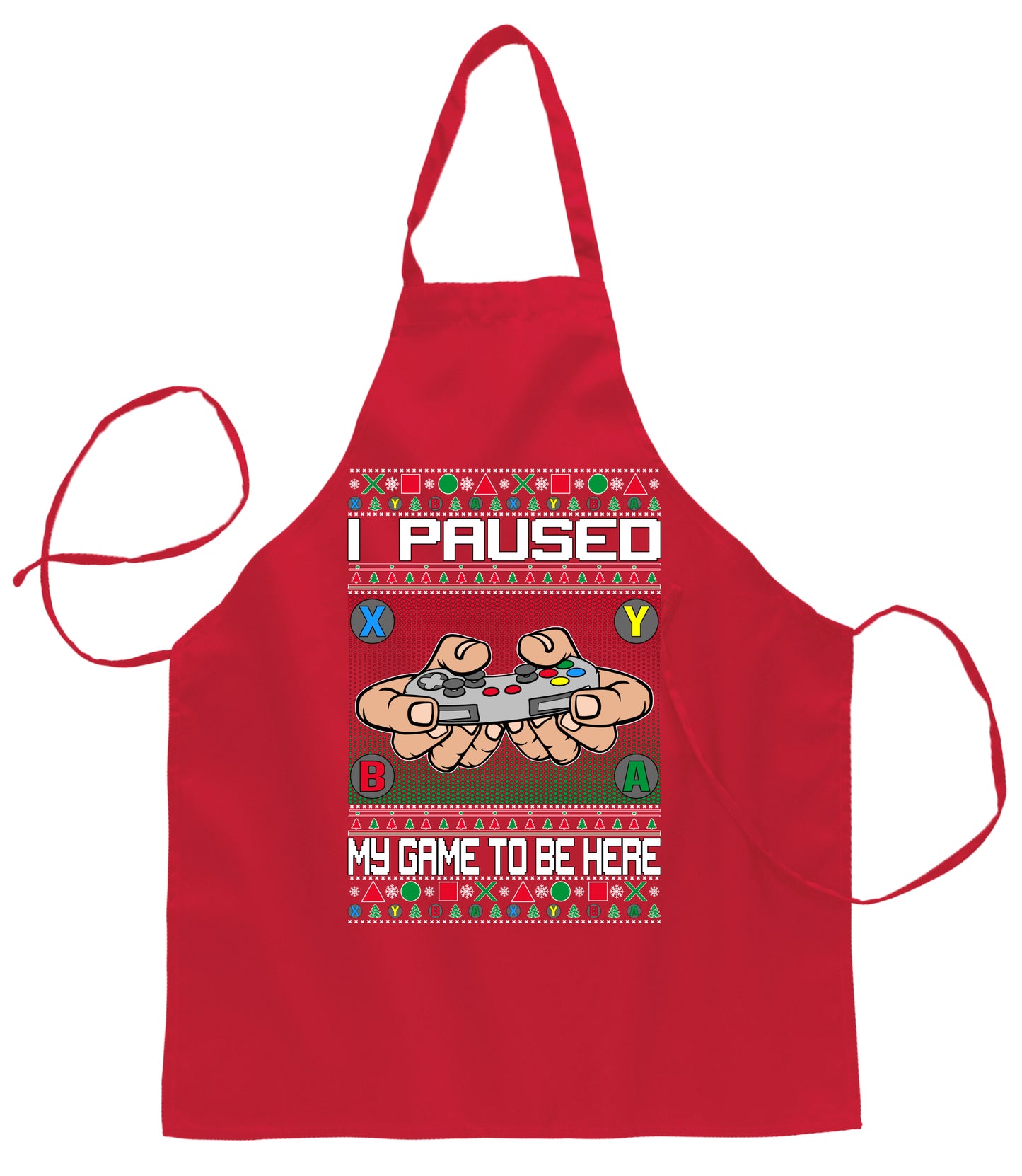 I Paused My Game to Be Here  Ugly Christmas Sweater Ugly Christmas Butcher Graphic Apron for Kitchen BBQ Grilling Cooking